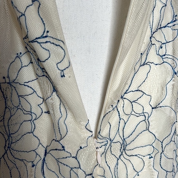 LULU’S CREAM & BLUE LAYERED V NECK SUNDRESS SMALL New - Picture 9 of 12